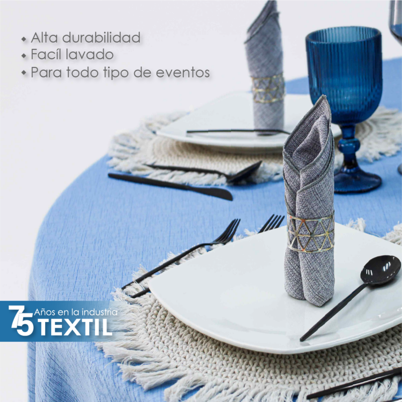 Mantel Yackard Redondo YE-231 VENECIA AZUL CIELO