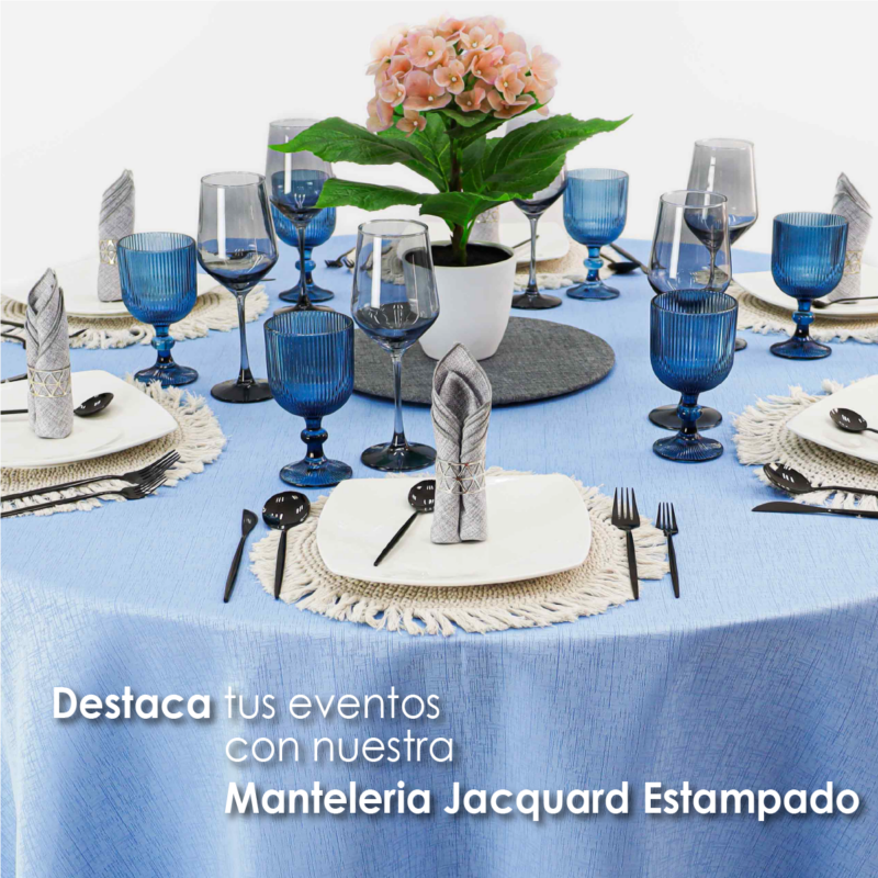 Mantel Yackard Redondo YE-231 VENECIA AZUL CIELO