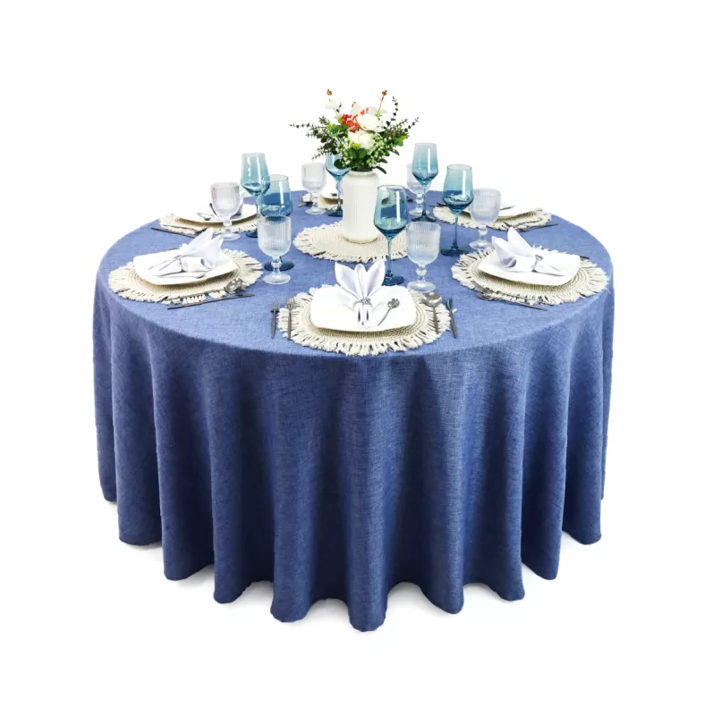 Mantel Redondo Lino Ginebra 2.90 D Azul Plumbago