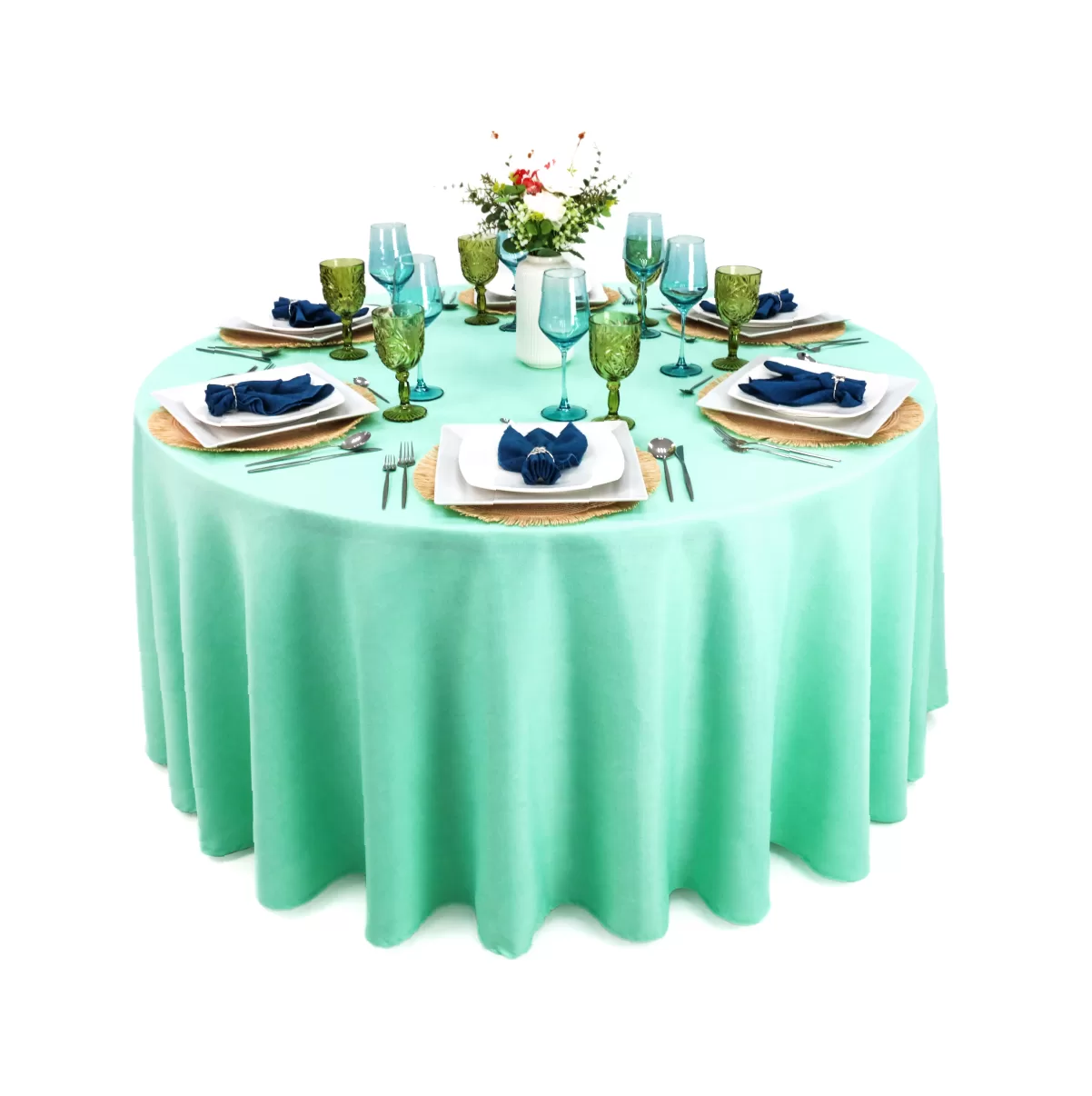 Mantel Redondo Lino Ginebra 2.90 D Verde Menta: imagen 1