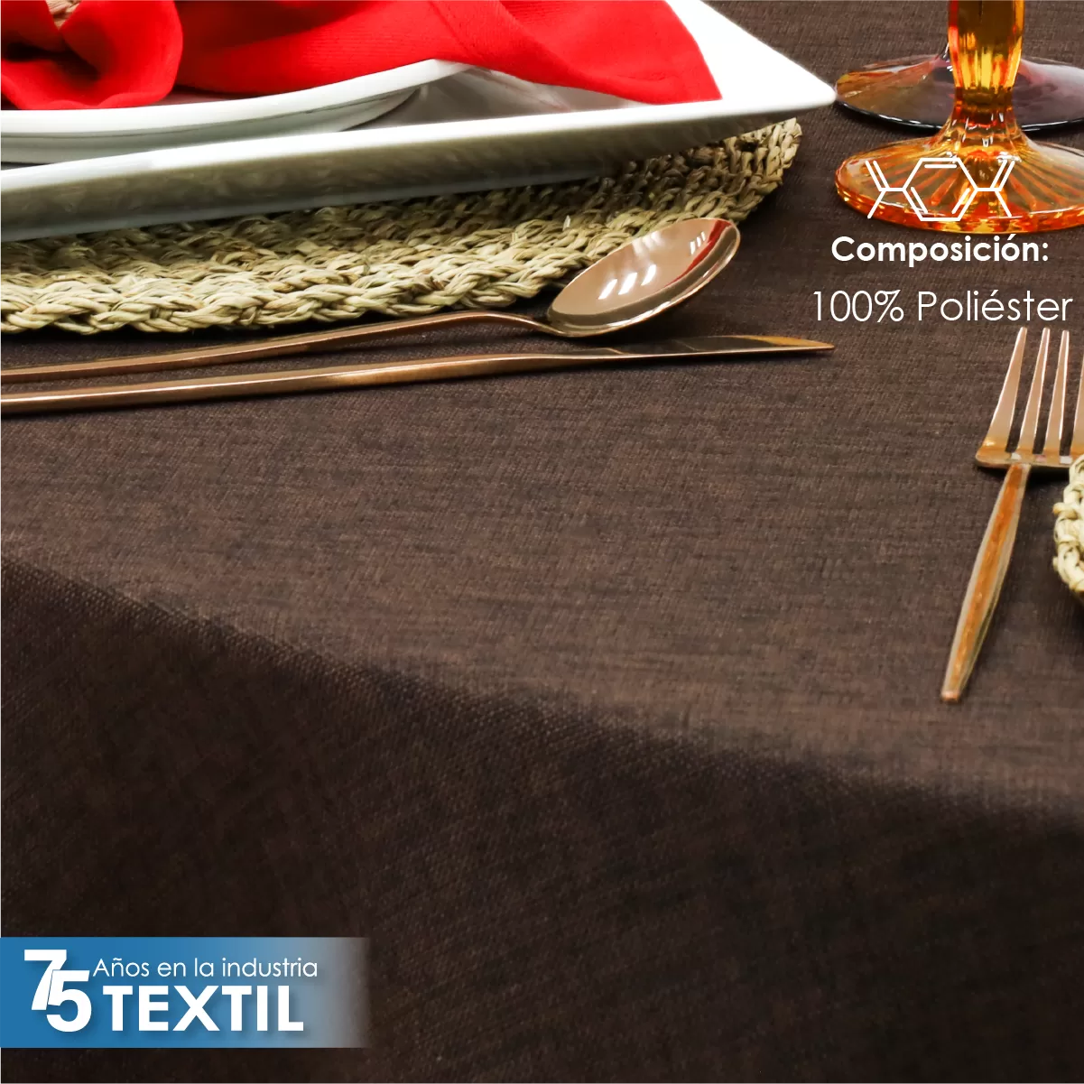 Mantel Redondo Lino Ginebra 2.90 D Chocolate: imagen 3