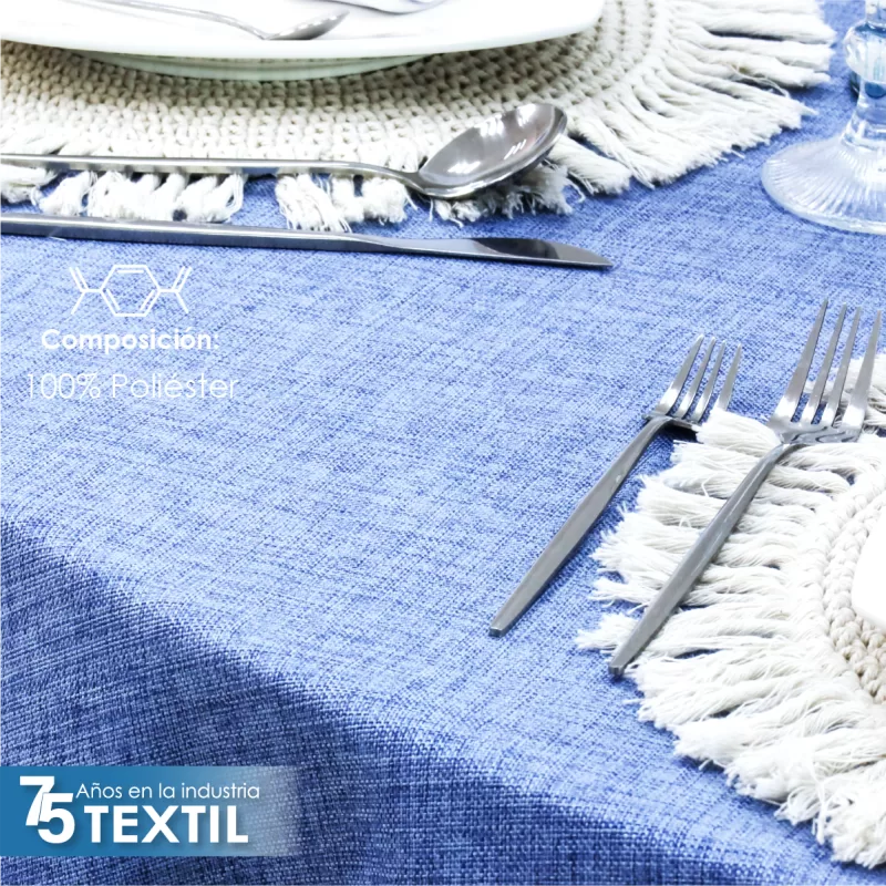 Mantel Redondo Lino Ginebra 2.90 D Azul Plumbago