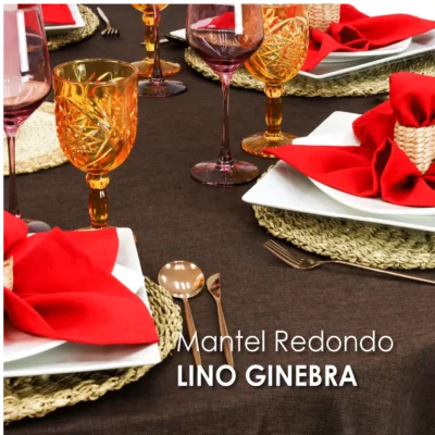Mantel Redondo Lino Ginebra 2.90 D Chocolate: imagen 4