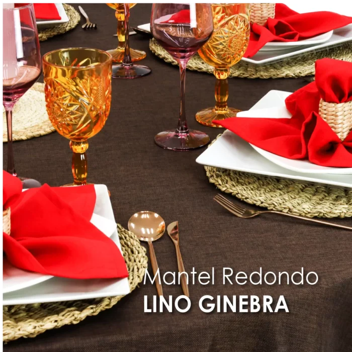 Mantel Redondo Lino Ginebra 2.90 D Chocolate