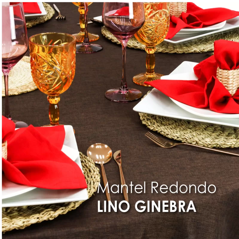 Mantel Redondo Lino Ginebra 2.90 D Chocolate