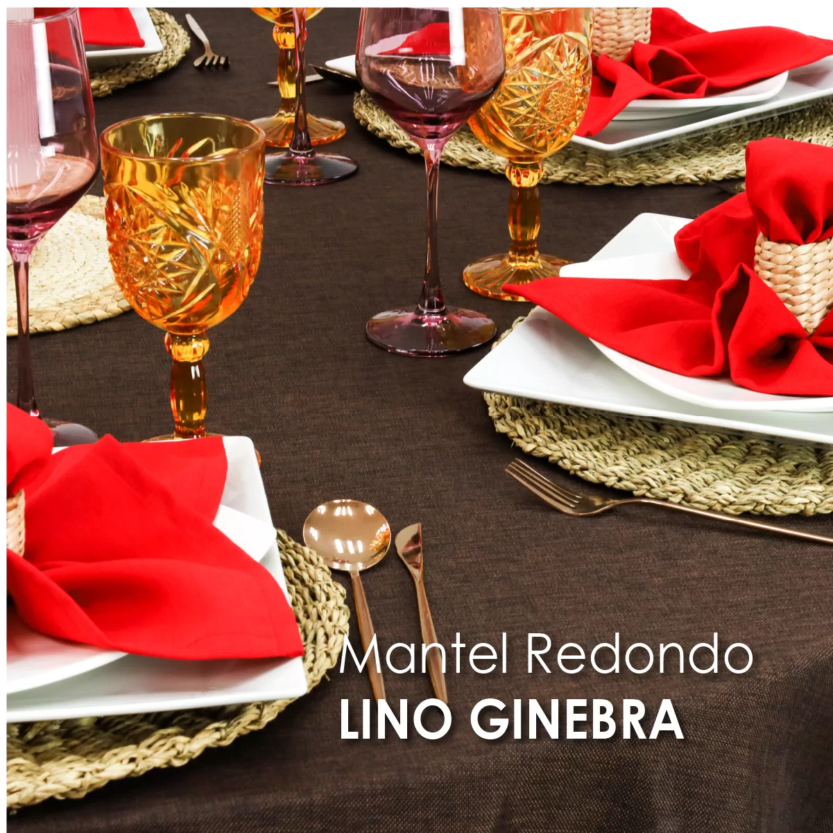 Mantel Redondo Lino Ginebra 2.90 D Chocolate: imagen 4