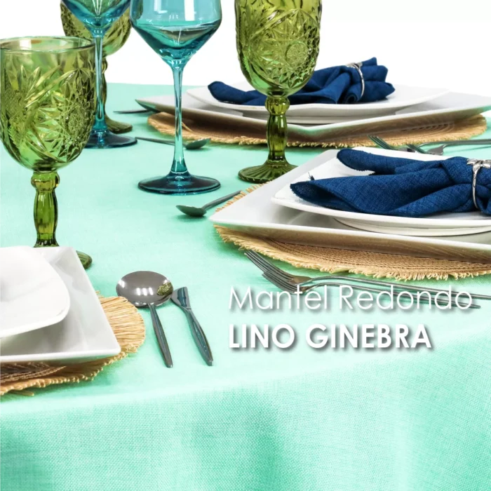 Mantel Redondo Lino Ginebra 2.90 D Verde Menta