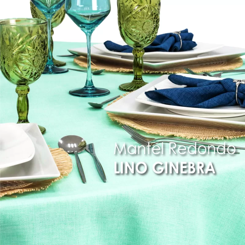 Mantel Redondo Lino Ginebra 2.90 D Verde Menta