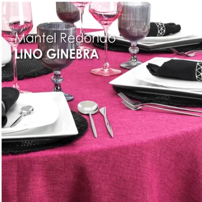 Mantel Redondo Lino Ginebra 2.90 D Bugambilia: imagen 4