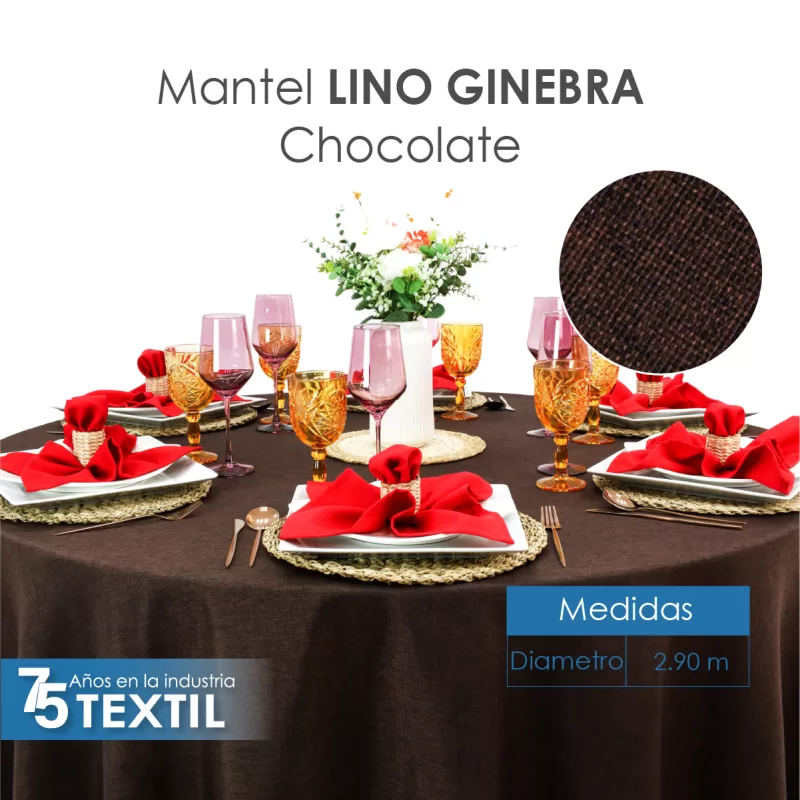 Mantel Redondo Lino Ginebra 2.90 D Chocolate