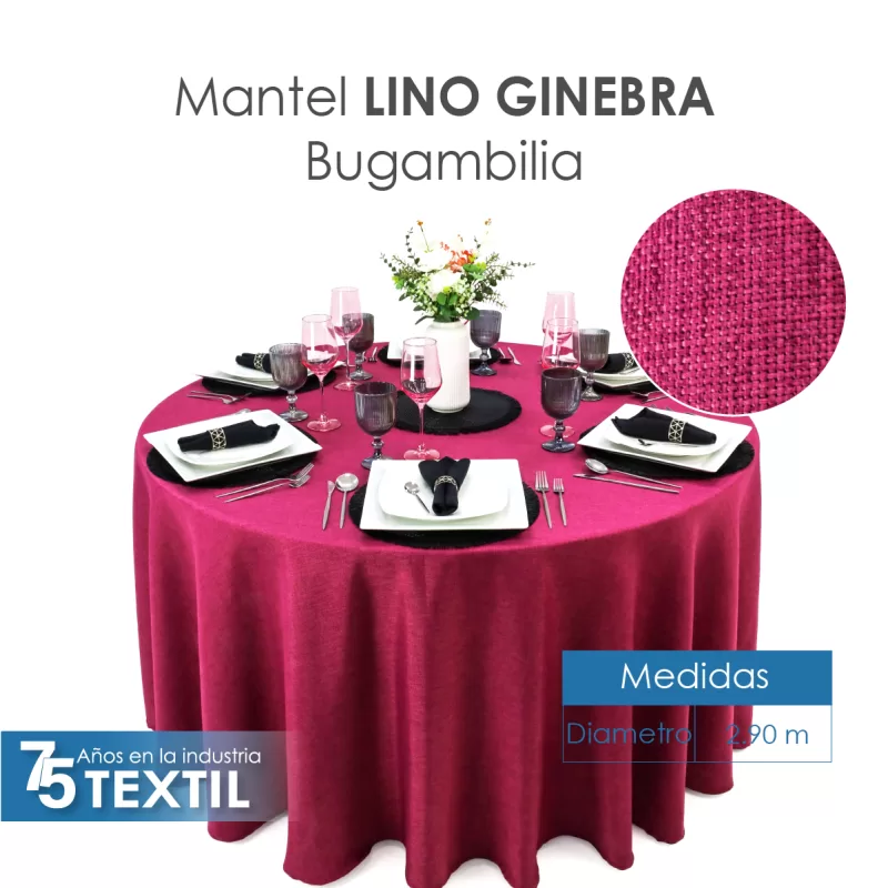 Mantel Redondo Lino Ginebra 2.90 D Bugambilia