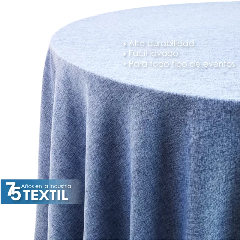 Mantel Redondo Lino Ginebra 2.90 D Azul Plumbago
