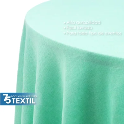 Mantel Redondo Lino Ginebra 2.90 D Verde Menta: imagen 4
