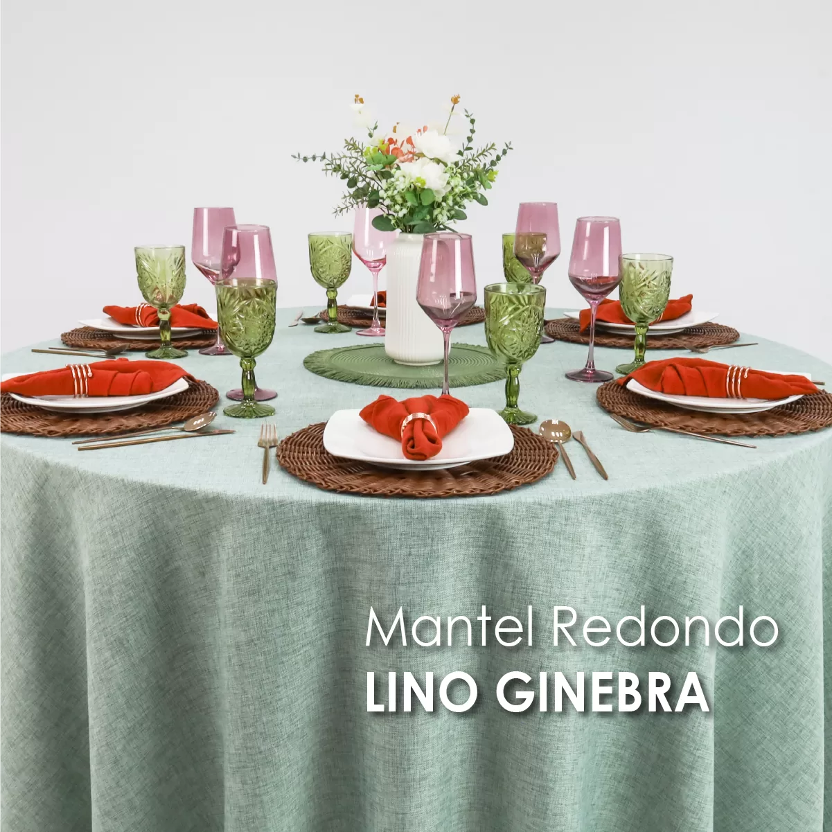 Mantel Redondo Lino Ginebra 2.90 D Sage: imagen 3