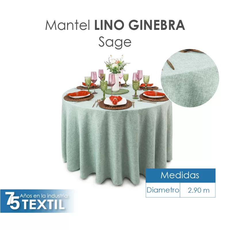 Mantel Redondo Lino Ginebra 2.90 D Sage