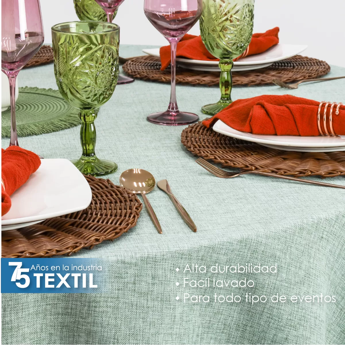 Mantel Redondo Lino Ginebra 2.90 D Sage: imagen 5