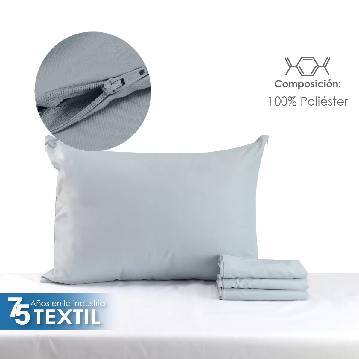 Funda de Almohada Microfibra Gris Perla: imagen 2