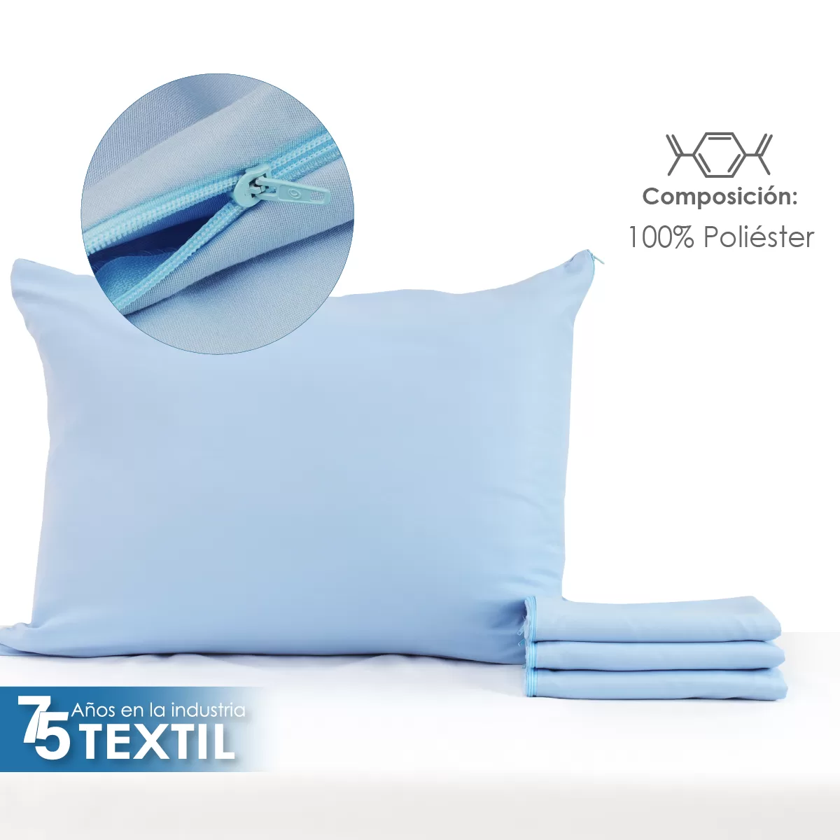 Funda de Almohada Microfibra Azul Cielo: imagen 4