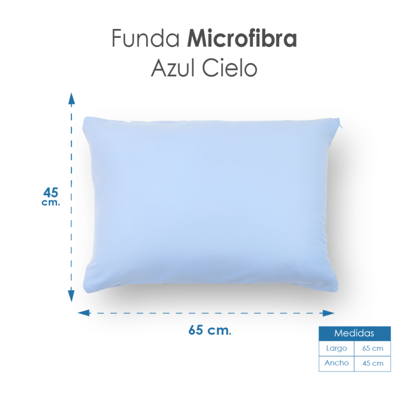 Funda de Almohada Microfibra Azul Cielo