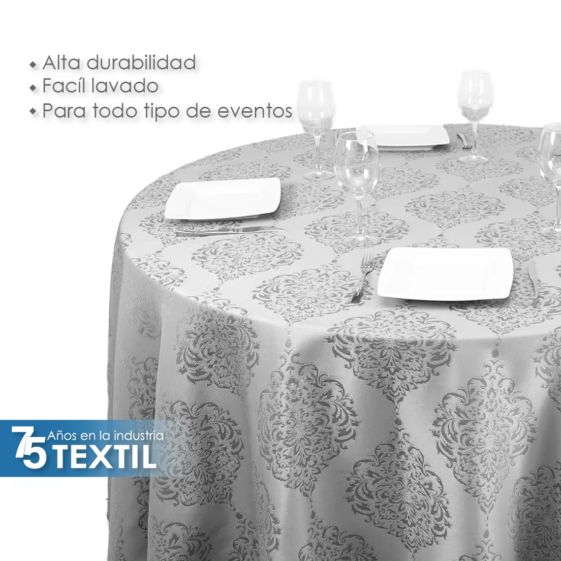 Mantel Yackard Redondo YE-180 GRIS: imagen 5