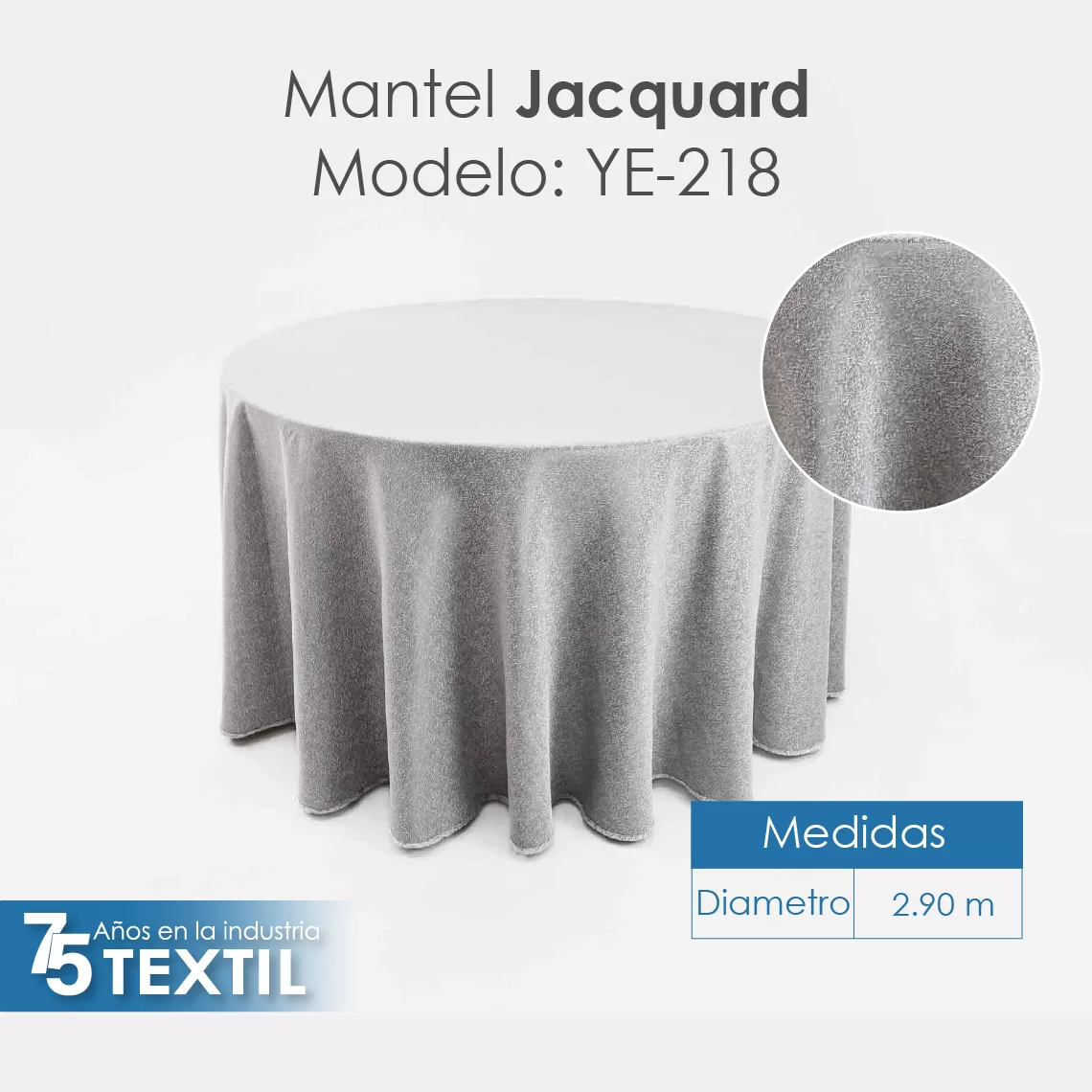 Mantel Yackard Redondo YE-218 FRANCIA PLATA: imagen 2