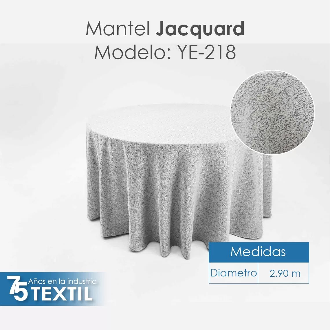 Mantel Yackard Redondo YE-218 FRANCIA PLATA: imagen 3