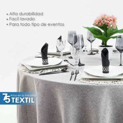 Mantel Yackard Redondo YE-218 FRANCIA PLATA: imagen 6
