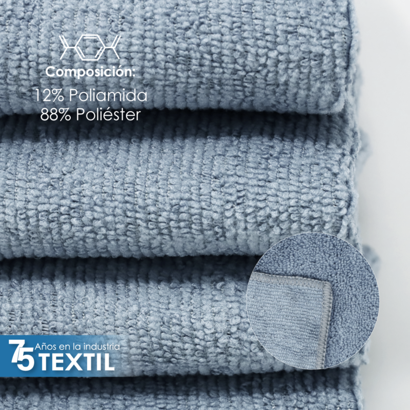 Toalla Facial Microfibra ECO 30X30 Cm Azul Cemento