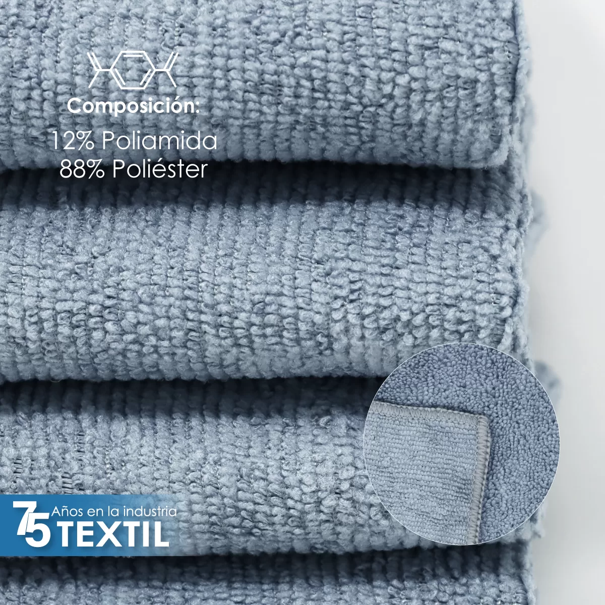 Toalla Facial Microfibra ECO 30X30 Cm Azul Cemento: imagen 3