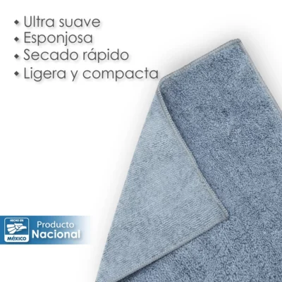 Toalla Facial Microfibra ECO 30X30 Cm Azul Cemento: imagen 4