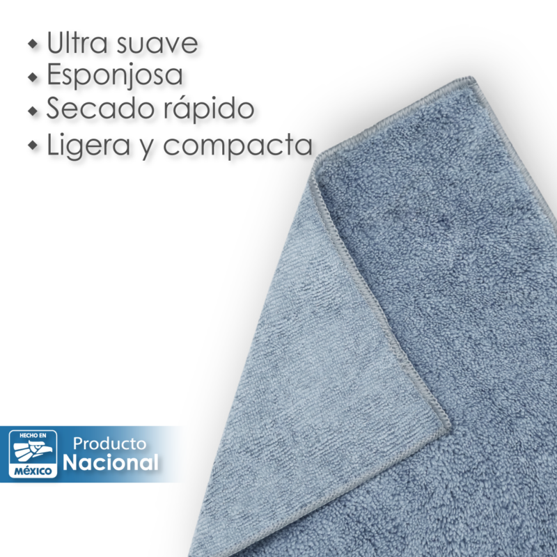 Toalla Facial Microfibra ECO 30X30 Cm Azul Cemento