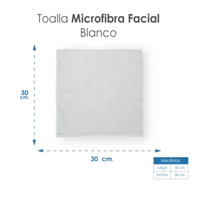 Toalla Facial Microfibra ECO 30X30 Cm Blanco: imagen 2