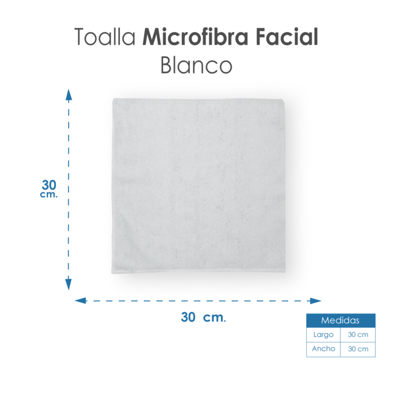 Toalla Facial Microfibra ECO 30X30 Cm Blanco