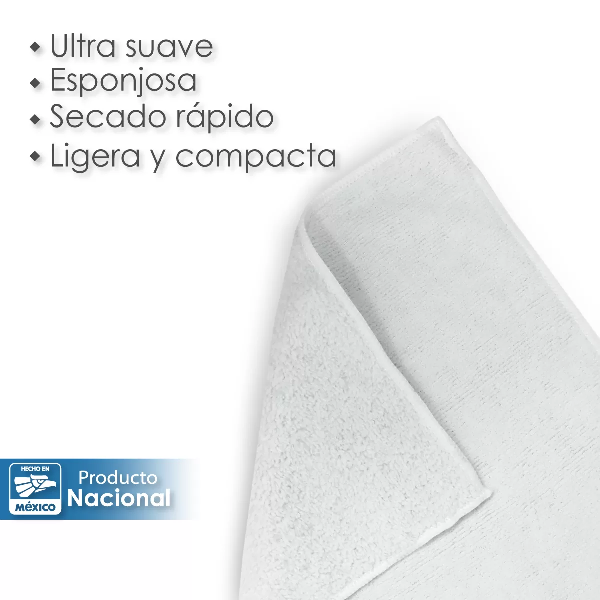 Toalla Facial Microfibra ECO 30X30 Cm Blanco: imagen 4
