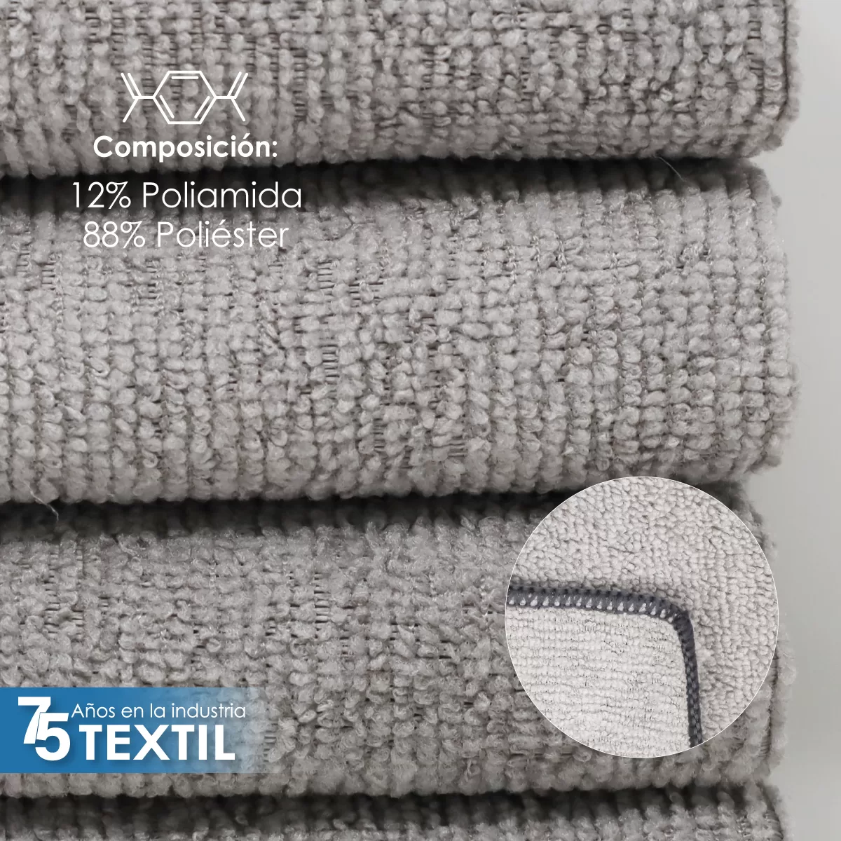 Toalla Facial Microfibra ECO 30X30 Cm Gris Perla: imagen 3