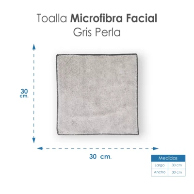 Toalla Facial Microfibra ECO 30X30 Cm Gris Perla: imagen 2