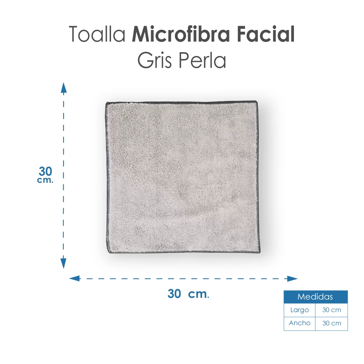 Toalla Facial Microfibra ECO 30X30 Cm Gris Perla: imagen 2