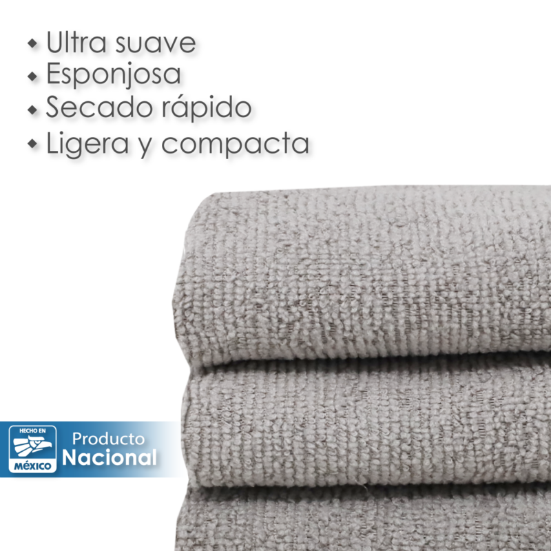 Toalla Facial Microfibra ECO 30X30 Cm Gris Perla