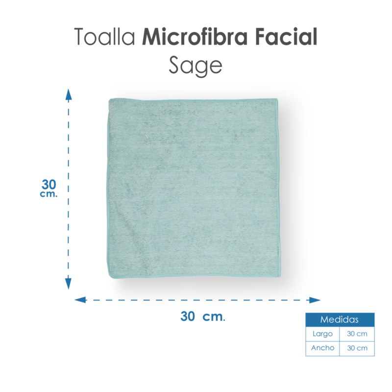 Toalla Facial Microfibra ECO 30X30 Cm Sage