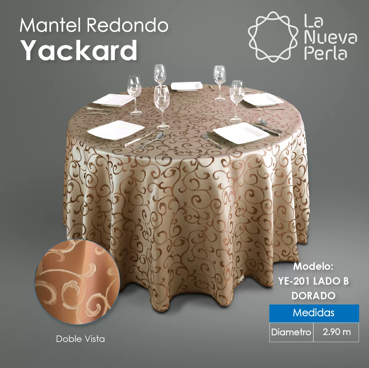 Mantel Yackard Redondo YE-201 DORADO: imagen 4