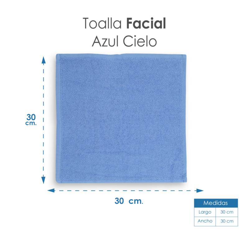 Toalla facial GT Azul Cielo 30 x 30 cm