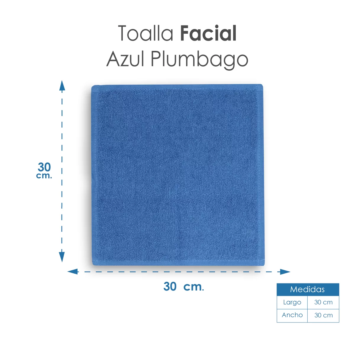 Toalla facial GT Azul Plumbago 30 x 30 cm: imagen 2