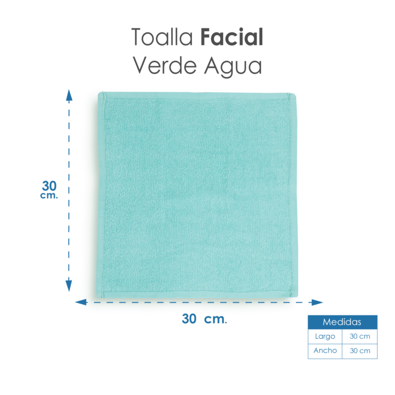 Toalla facial GT Verde Agua 30 x 30 cm