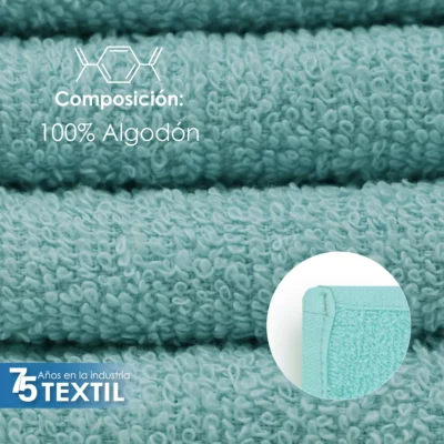 Toalla facial GT Verde Agua 30 x 30 cm: imagen 3