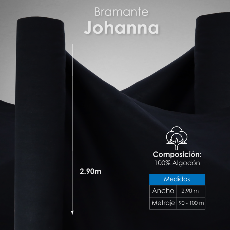 Manta Bramante 150 Hilos 290 cm 100% algodón Sanforizada Negro