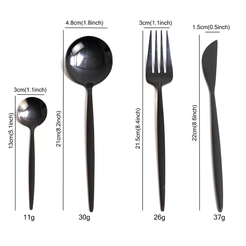 Set de Cubiertos 4 pzs Negro