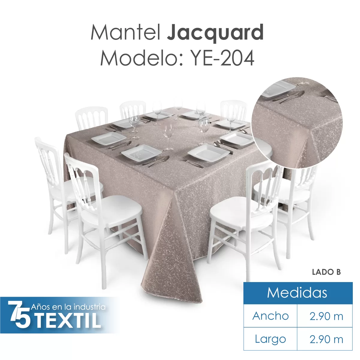 Mantel Yackard Imperial 2.90 X 2.90 M YE-204: imagen 3
