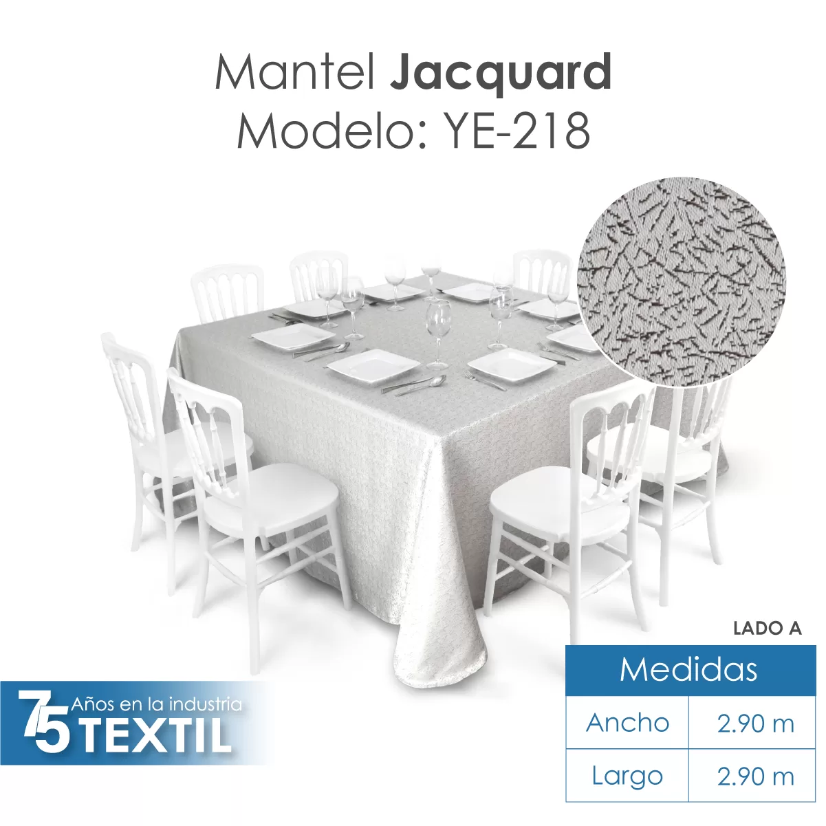 Mantel Yackard Imperial 2.90 X 2.90 M YE-218: imagen 2