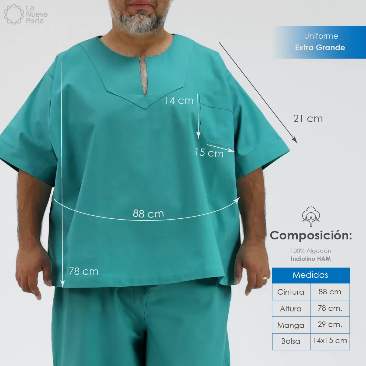 Uniforme Quirúrgico Extra Grande Verde: imagen 2