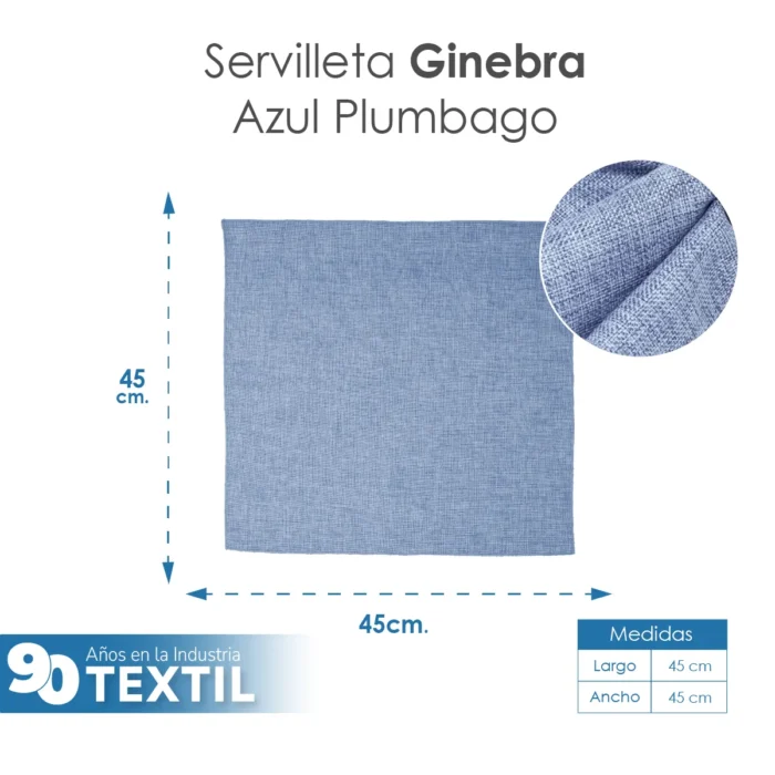 Servilleta Lino Ginebra 45x45 cm Azul Plumbago